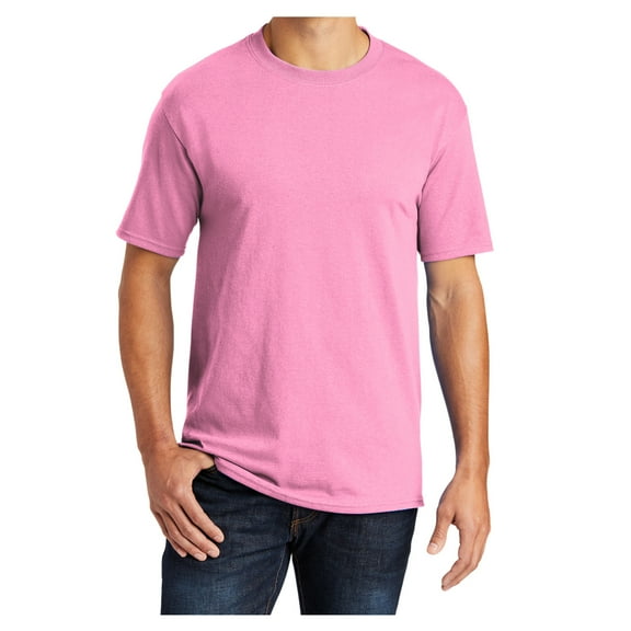 Mens Core Blend Cotton/Polyester Tee Shirt Candy Pink L