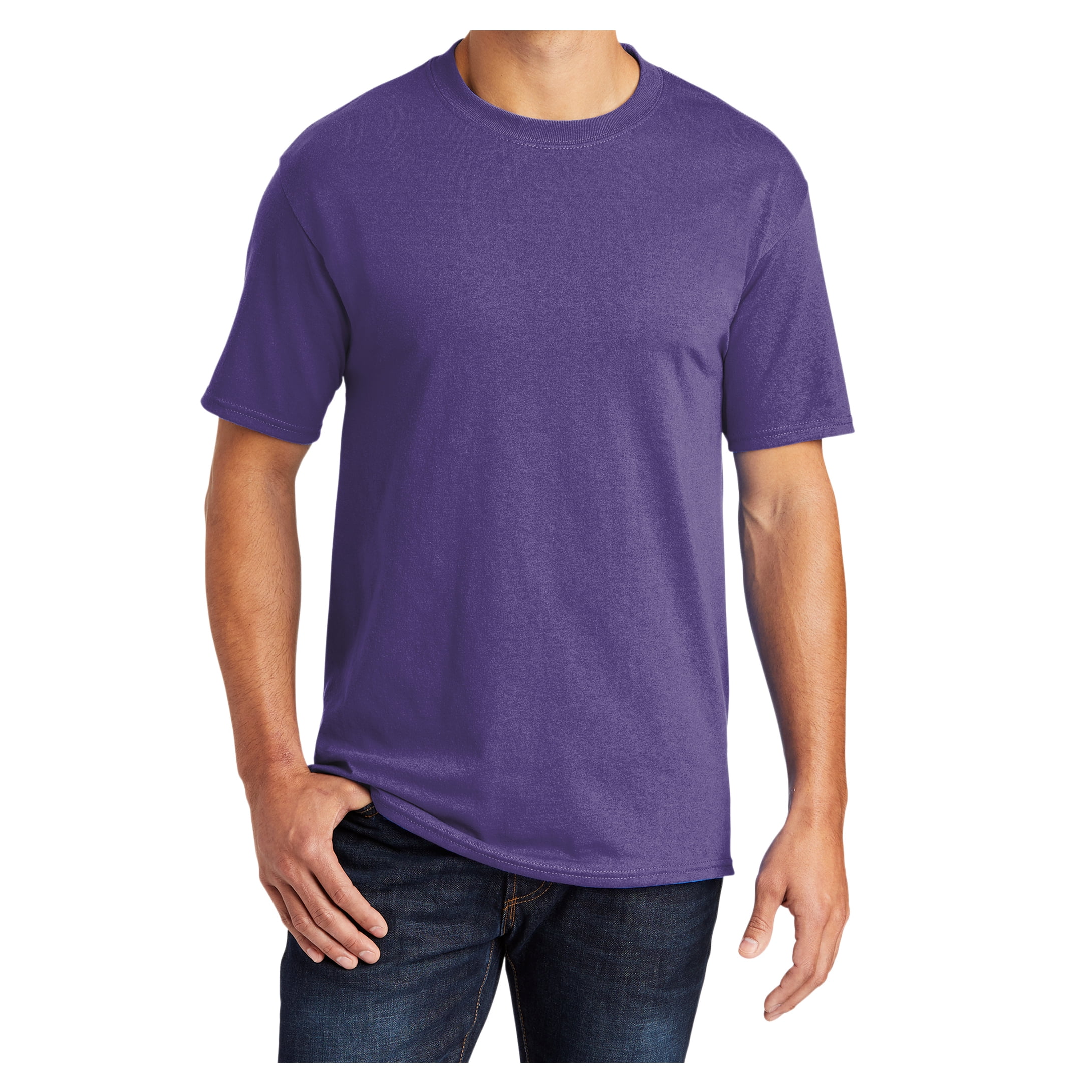 Mens Core Blend Cotton/Polyester Tee Shirt Purple 3XL Mens Core Blend Cotton/Polyester Tee Shirt Purple 3XL