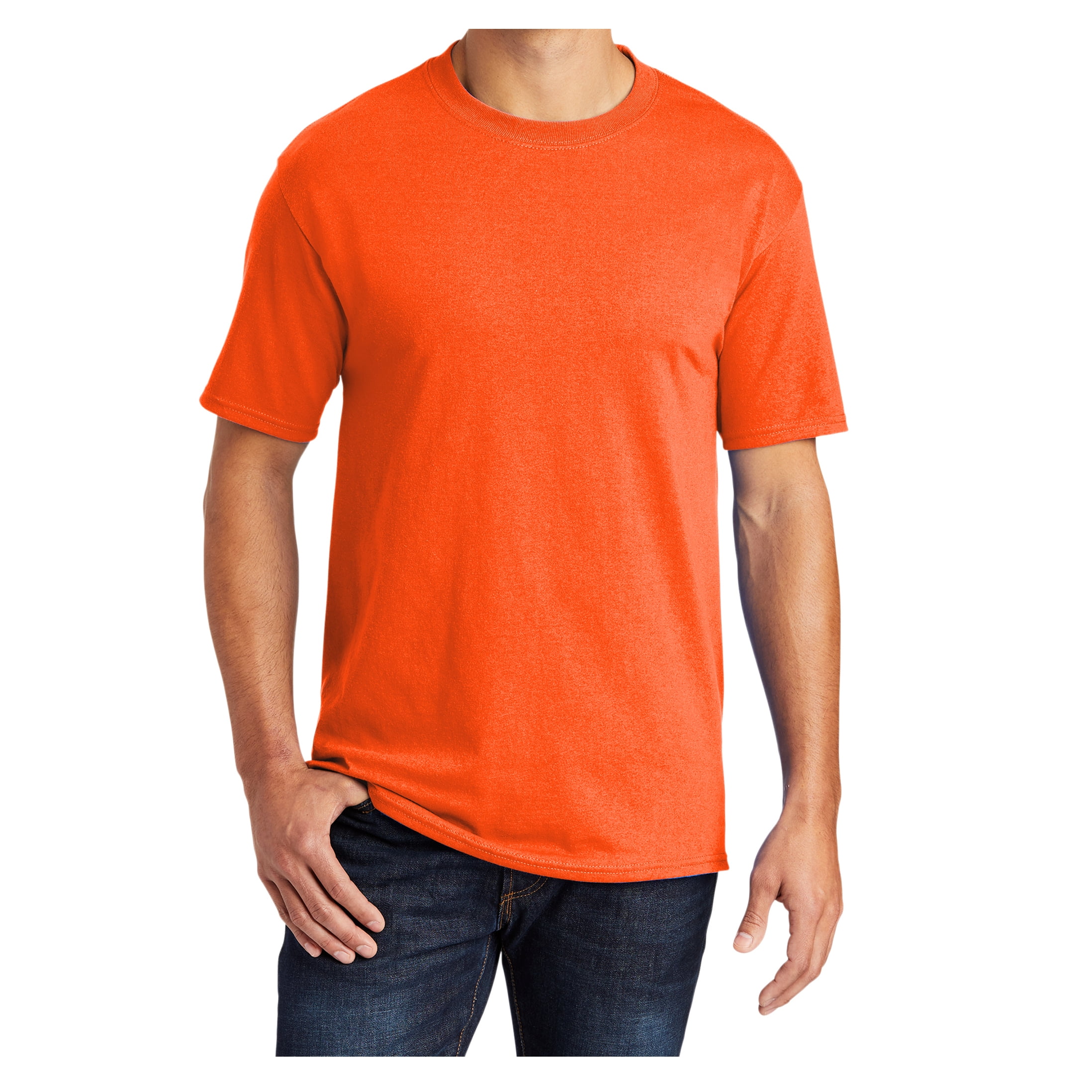 Mens Core Blend Cotton/Polyester Tee Shirt Safety Orange 6XL