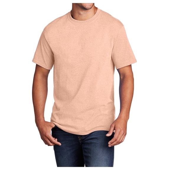 Mens Core Cotton Male T-Shirts Heathered Dusty Peach 5XL