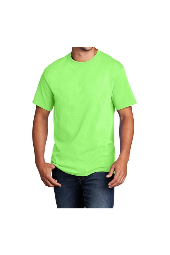 Mens Core Cotton Male T-Shirts Neon Green 5XL