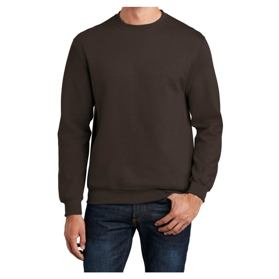 Mens Core Fleece Classic Crewneck Cotton/Poly fleece Sweatshirt Dark Chocolate Brown 3XL