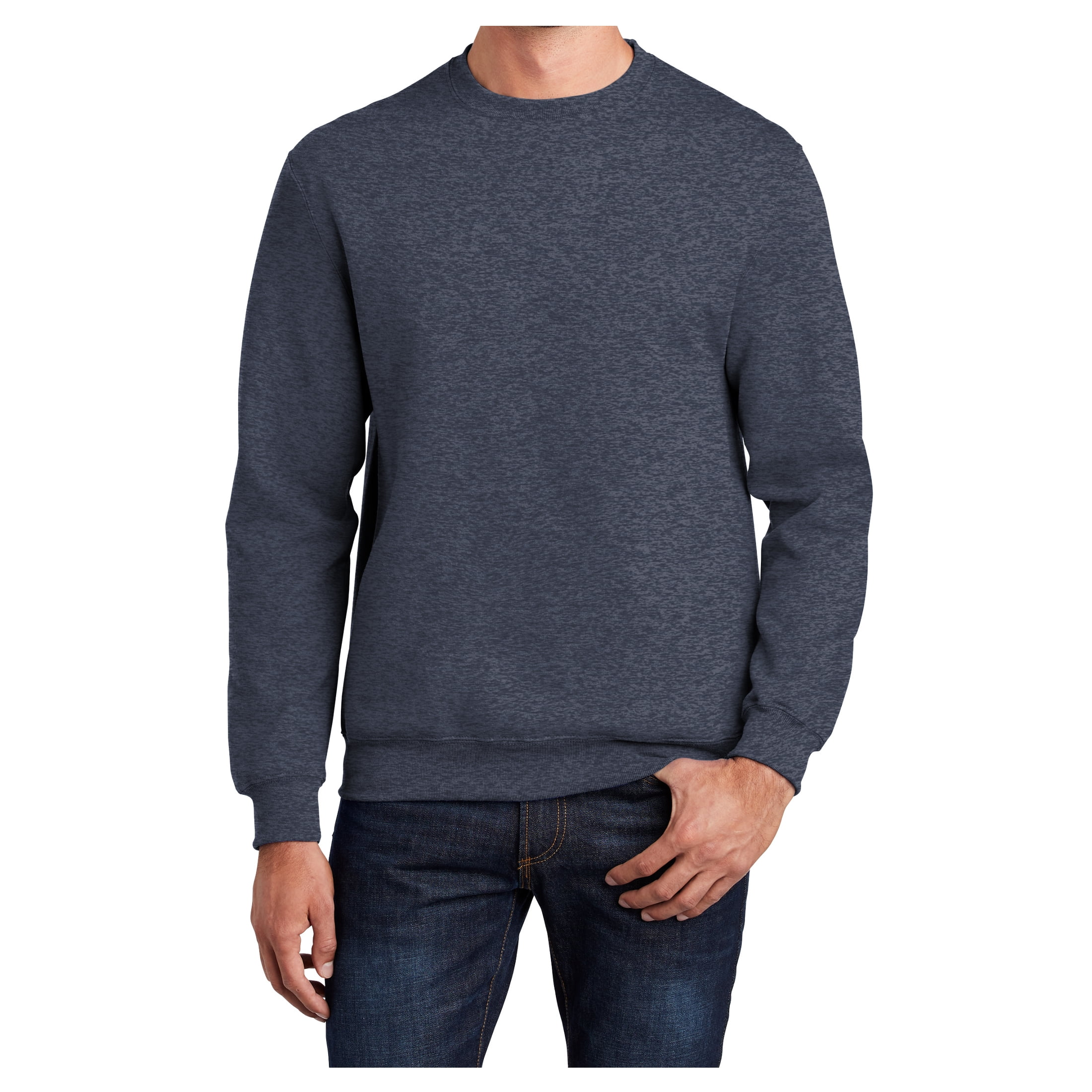 Mens Core Fleece Classic Crewneck Cotton Poly fleece Sweatshirt Heather Navy 4XL