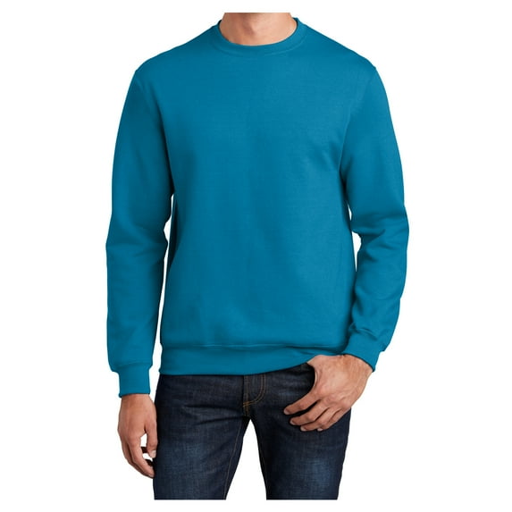 Mens Core Fleece Classic Crewneck Cotton/Poly fleece Sweatshirt Neon Blue 3XL