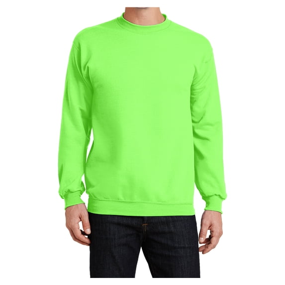 Mens Core Fleece Classic Crewneck Cotton/Poly fleece Sweatshirt Neon Green L