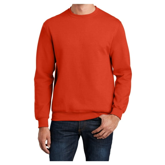 Mens Core Fleece Classic Crewneck Cotton/Poly fleece Sweatshirt Orange 2XL