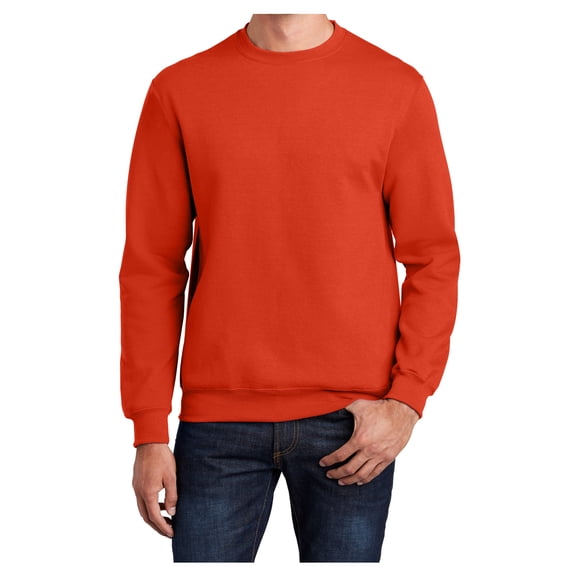 Mens Core Fleece Classic Crewneck Cotton/Poly fleece Sweatshirt Orange S