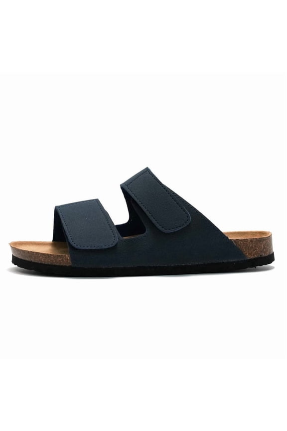 Mens Cork Sandals Suede Leather Slip on Outdoor Slippers with Adjustable Buckle