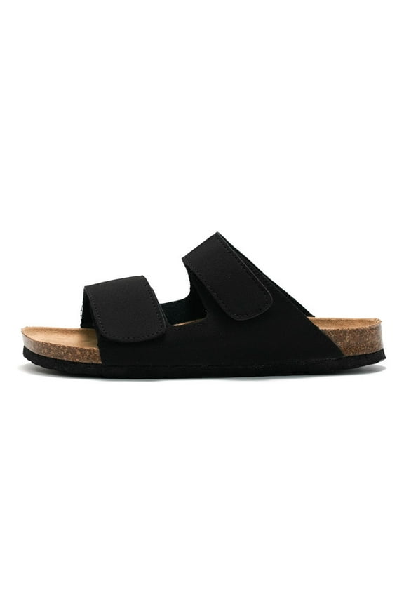 Mens Cork Sandals Suede Leather Slip on Outdoor Slippers with Adjustable Buckle