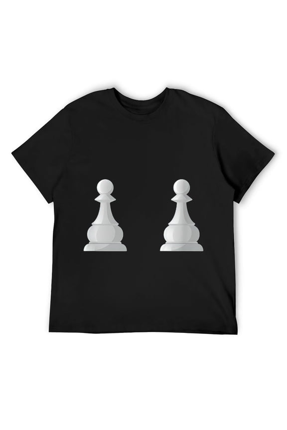 Mens Corny Chess Club Nerd Joke with Pawn Pieces Design T-Shirt Black
