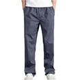 thumbnail image 1 of Mens Cotton Baggy Cargo Long Pants Casual Simple Solid Color Loose Fit Straight-leg Cargo Pants With Pockets, 1 of 5