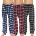 thumbnail image 1 of Mens Cotton Blend Flannel Plaid Sleep Bottoms Lounge Pajama Pants - 3 Pack Set A, Small, 1 of 6