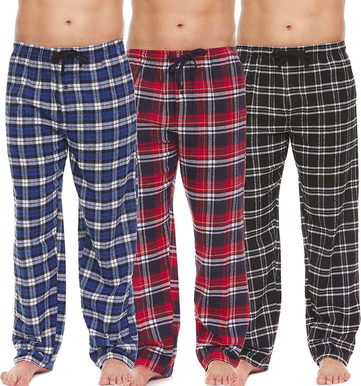 Mens Cotton Blend Flannel Plaid Sleep Bottoms Lounge Pajama Pants 3