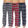 thumbnail image 1 of Mens Cotton Blend Flannel Plaid Sleep Bottoms Lounge Pajama Pants - 3 Pack Set C, Large, 1 of 6