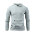 thumbnail image 1 of Mens Cotton Blend Hoodies with Front Pocket Pullover Long Sleeve Sweatshirts Lightweight Solid Color Breathable Athletic Workout Hooded Tops, 1 of 7