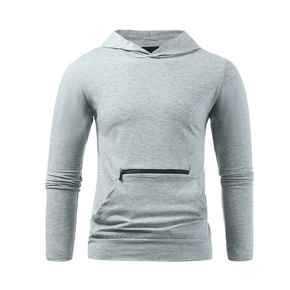 Mens Cotton Blend Hoodies with Front Pocket Pullover Long Sleeve Sweatshirts Lightweight Solid Color Breathable Athletic Workout Hooded Tops
