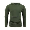 thumbnail image 1 of Mens Cotton Blend Hoodies with Front Pocket Pullover Long Sleeve Sweatshirts Lightweight Solid Color Breathable Athletic Workout Hooded Tops, 1 of 4