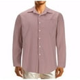 thumbnail image 1 of Mens Cotton Blend Shirts Big and Tall S-5X Plus Size with Pockets Collar Button Down Long Sleeve T-Shirts Casual Solid Loose Comfort Tops, 1 of 5