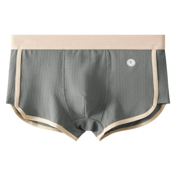 Mens Cotton Boxer Briefs 2XL Plus Size, Comfortable Breathable, Elastic Waistband with Contrast Trim, Dark Gray, Classic Everyday Underwear