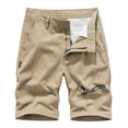 thumbnail image 1 of Mens Cotton Cargo Bermuda Shorts Trendy Baggy Zipper Button Closure Long Shorts Casual Work Plus Size Khaki XL, 1 of 4