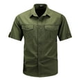 thumbnail image 1 of Mens Cotton Cargo Shirts with Pockets Big & Tall M-5X Short Sleeve Button Up Collared T-Shirts Plus Size Casual Solid Basic Work Tops, 1 of 5