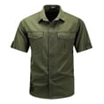 thumbnail image 1 of Mens Cotton Cargo Shirts with Pockets Big & Tall M-5X Short Sleeve Button Up Collared T-Shirts Plus Size Casual Solid Basic Work Tops, 1 of 5