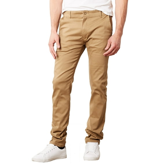 Mens Cotton Chino Pants Slim Fit Casual Stretch