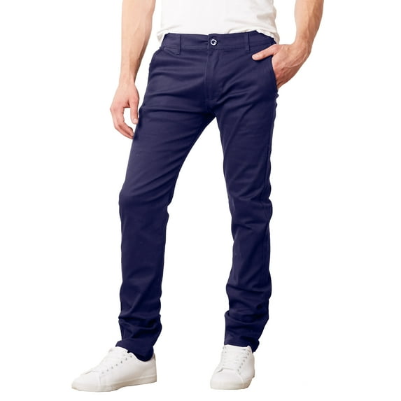 Mens Cotton Chino Pants Slim Fit Casual Stretch
