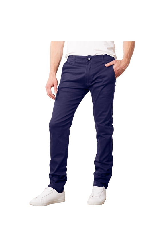 Mens Cotton Chino Pants Slim Fit Casual Stretch