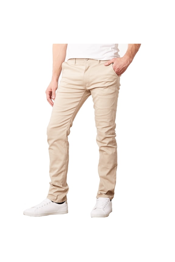 Mens Cotton Chino Pants Slim Fit Casual Stretch