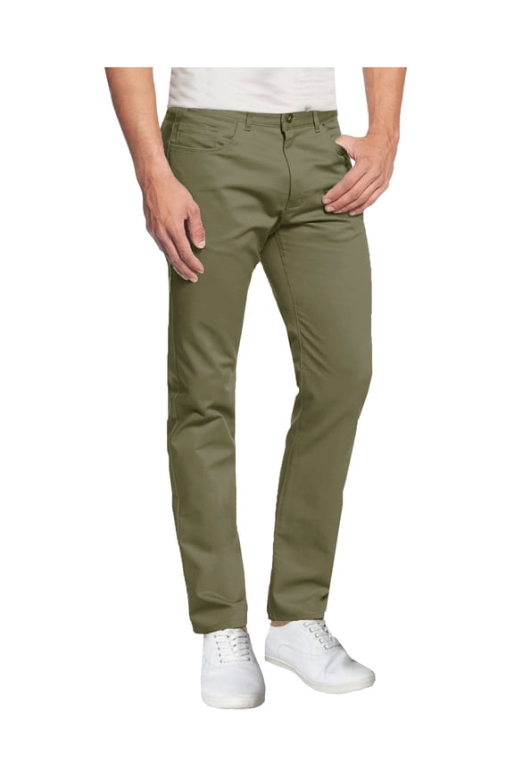 Mens Cotton Chino Pants Slim Fit Casual Stretch