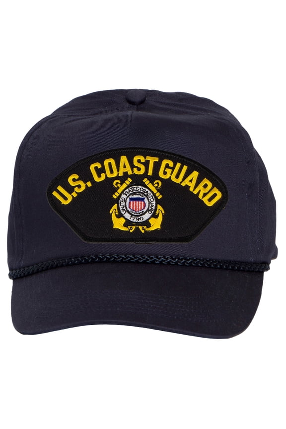 Mens Cotton Coast Guard Twill Golf Cap - Snapback Cap with Rope, Logo Navy