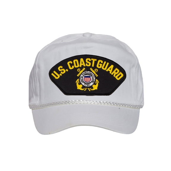 Mens Cotton Coast Guard Twill Golf Cap - Snapback Cap with Rope, Logo White