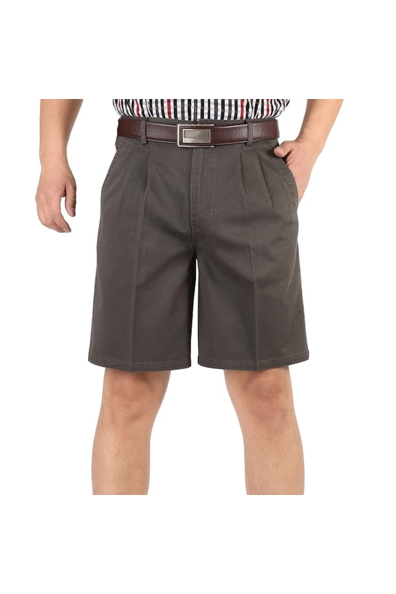 Mens Cotton Dress Shorts Classic Wrinkle-Resistant Flat Front Wide Leg Business Casual Solid Pleated Athletic Golf Short