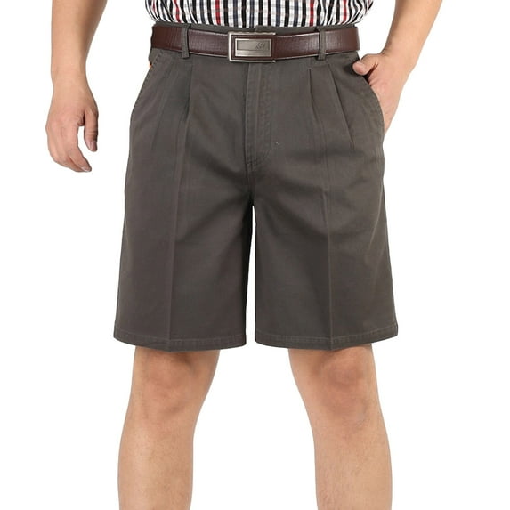 Mens Cotton Dress Shorts Classic Wrinkle-Resistant Flat Front Wide Leg Business Casual Solid Pleated Athletic Golf Short