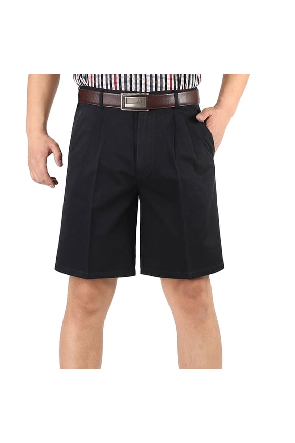 Mens Cotton Dress Shorts Classic Wrinkle-Resistant Flat Front Wide Leg Business Casual Solid Pleated Athletic Golf Short