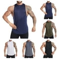 thumbnail image 1 of Mens Cotton Drop Arm Curved Hem Tank Top Hipster Hip Hop Longline Ultra Soft Quick Dry Crewneck Sleeveless Shirts Size 3XL White, 1 of 7