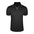 thumbnail image 1 of Mens Cotton Golf Shirt Short Sleeve Knit Jacquard Golf Polo Shirts for Men Moisture Wicking Performance Quick Dry Polo Shirts Black, 1 of 7