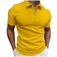 thumbnail image 1 of Mens Cotton Henley T-Shirts Short Sleeve Button Down Casual Basic Tees Work Solid Shirts with Split Side, 1 of 6