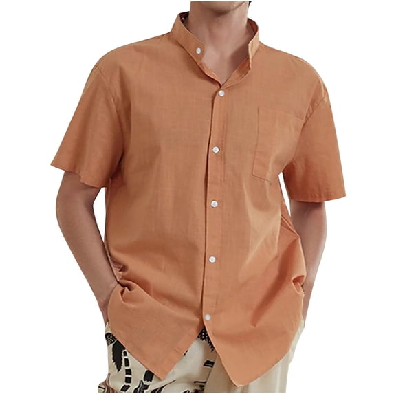 Mens Cotton Henley T-Shirts Short Sleeve Button Down Casual Basic Tees Work Solid Shirts with Split Side