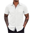 thumbnail image 1 of Mens Cotton Henley T-Shirts Short Sleeve Button Down Casual Basic Tees Work Solid Shirts with Split Side, 1 of 6