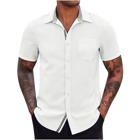 Mens Cotton Henley T-Shirts Short Sleeve Button Down Casual Basic Tees Work Solid Shirts with Split Side