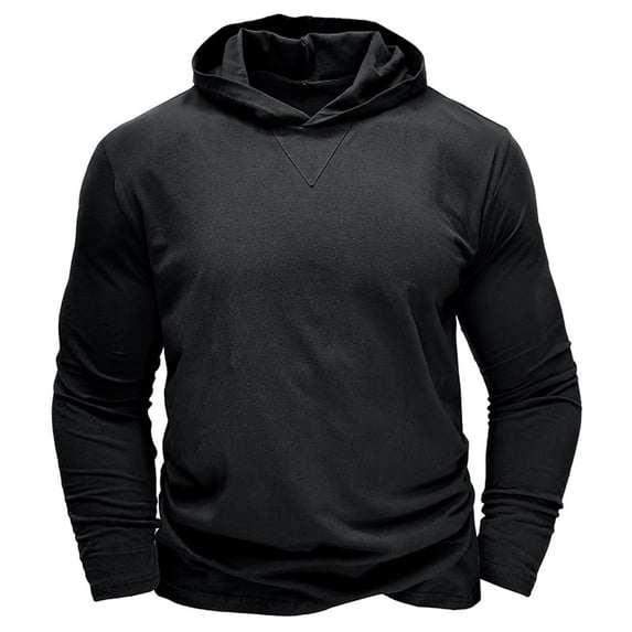 Mens Cotton Hoodie Pullover Fashion Sweatshirts Long Sleeve Casual Lightweight Athletic Hooded Sport Gym Solid Top