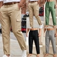 thumbnail image 1 of Mens Cotton Linen Golf Dress Pants with Cargo Pocket Classic Fit Flat Front Hidden Expandable Waist No Iron Wrinkle Free Business Casual formal Work to Weekend Big and Tall Size M-3XL Khaki, 1 of 5