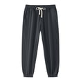 thumbnail image 1 of Mens Cotton Linen Jogger Sweatpants Lightweight Cuffed Pants with Pockets Casual Travel Dark Gray XL, 1 of 5