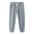 thumbnail image 1 of Mens Cotton Linen Jogger Sweatpants Lightweight Cuffed Pants with Pockets Casual Travel Gray M, 1 of 4