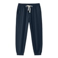 thumbnail image 1 of Mens Cotton Linen Jogger Sweatpants Lightweight Cuffed Pants with Pockets Casual Travel Navy L, 1 of 5