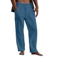 thumbnail image 1 of Mens Cotton Linen Pants Loose Fit Drawstring Elastic Waist Trousers with Deep Pockets Lightweight Beach Summer Fashion Pants XL, 1 of 2