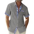 thumbnail image 1 of Mens Cotton Linen Shirts Button Down Short Sleeve Vocation Beach Shirts Casual Summer Outdoor Shirt, 1 of 5