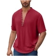 thumbnail image 1 of Mens Cotton Linen Shirts Short Sleeve Casual Shirts Button Up Shirt Beach Summer Wedding Vacation Shirt for Men, 1 of 6